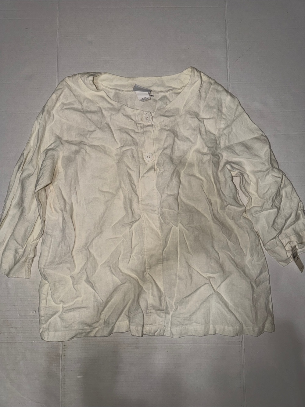 Hot Cotton Cream Button-Front Linen Blouse